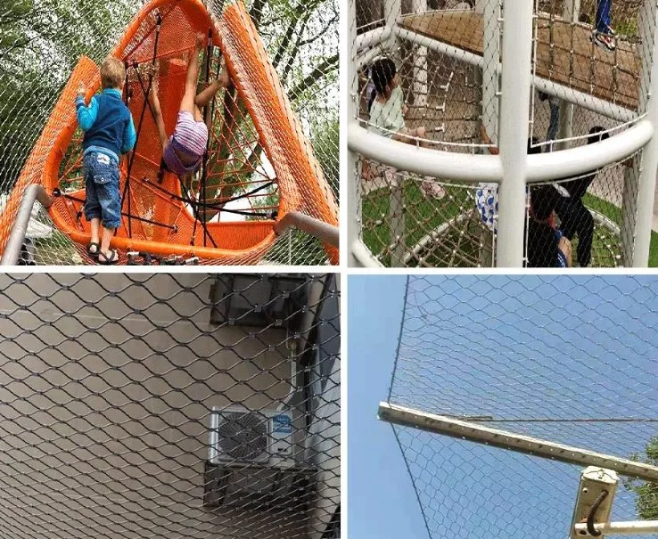 Robust Durable Stainless Steel Wire Rope Safety Construction Decoration Climbing Net Ferrule Knitted Hand-Woven Cable Fence Enclosure Zoo Mesh