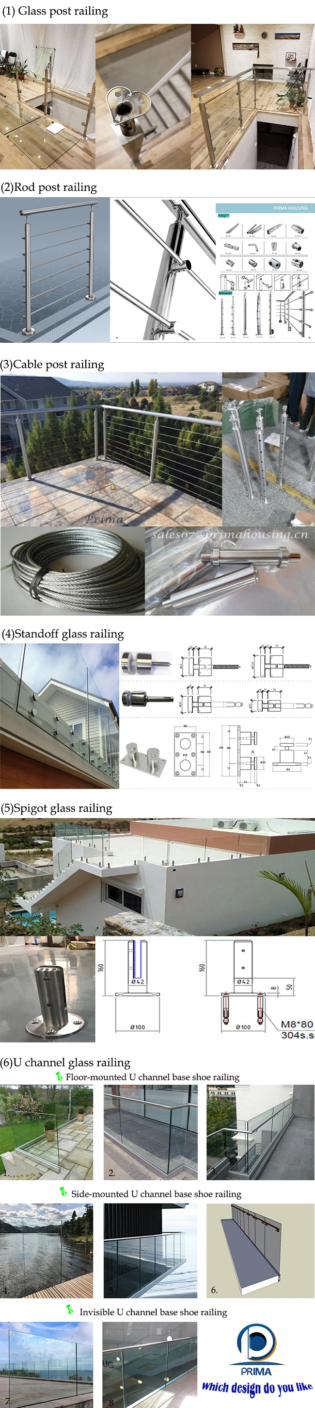 Exterior Balcony Stainless Steel Cable Deck Railing Design/Wire Rope Handrail/Staircase Railing