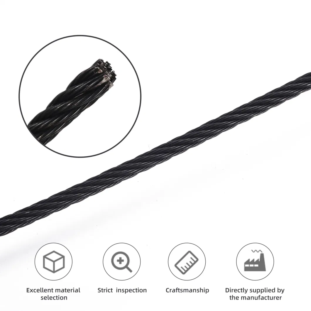 316 Material Stainless Steel Wire Rope Black Galvanized Cable