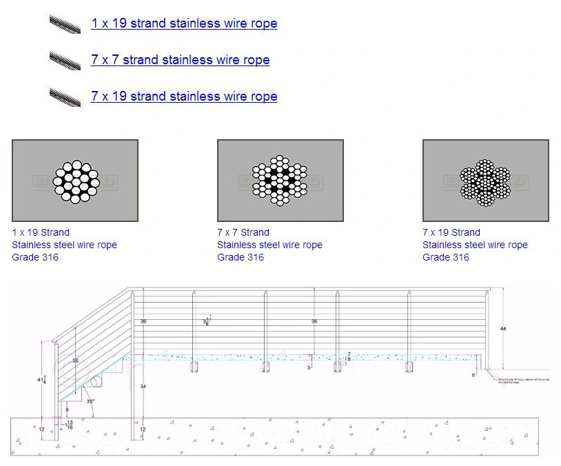 Stainless Steel Cable Railing Cable Staircase Balustrade Wire Rope Railing