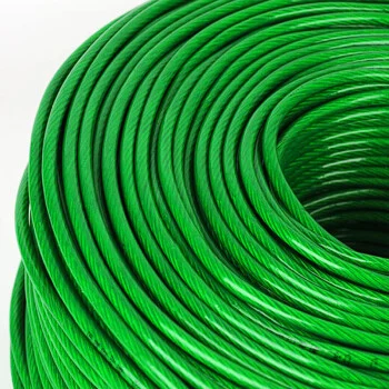 Green Coated Clothesline 6X12+7FC Steel Wire Rope for String Light Hanging Kit