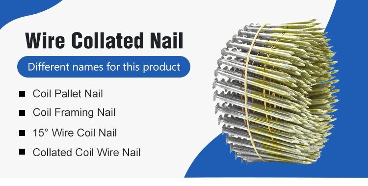China Factory Price Vinyl Coated Coil Framing Nails Wire 15 Degree Pallet