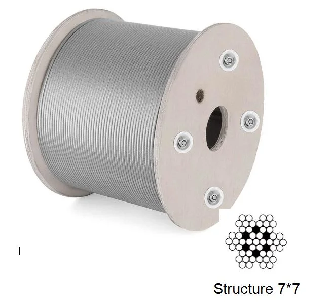 7*7 7*19 Galvanized Stainless Steel Wire Rope Cable with Brass Fitting