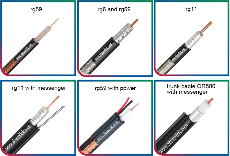 Manufacturer 75ohms Aerial CATV CCTV Rg11 M Coaxial Cable Communication Cable Rg11 with Steel Wire Messenger Rg11/M