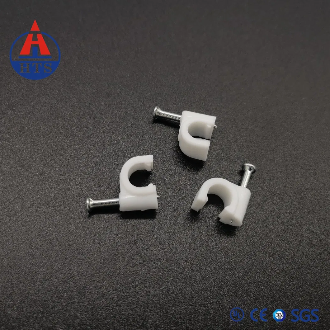 PE/PP Circle Type Plastic Nylon Wall Cable Clip with Steel Nail 4mm