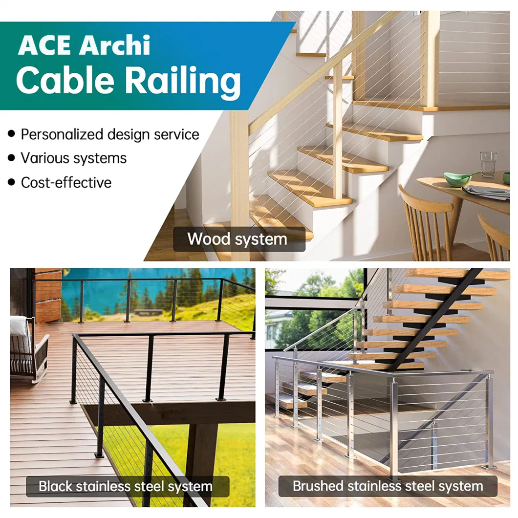 Ace 304 316 Stainless Steel Deck Cable Railing Wire Rope Fittings
