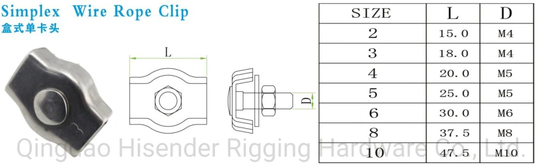 Marine Hardware Rigging Fittings Us Type Drop Forged Steel Wire Cable Clip