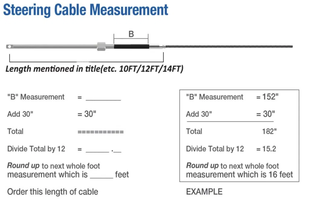 Wholesale 14feet 316ss Marine Steering Cable for Boat and Yacht