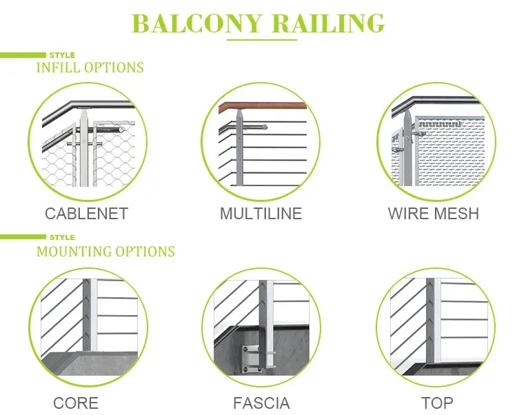 Cable Railing/Wire Rope Fittings Round Balustrade Cross Bar Holder Stainless Steel Railing Accessories