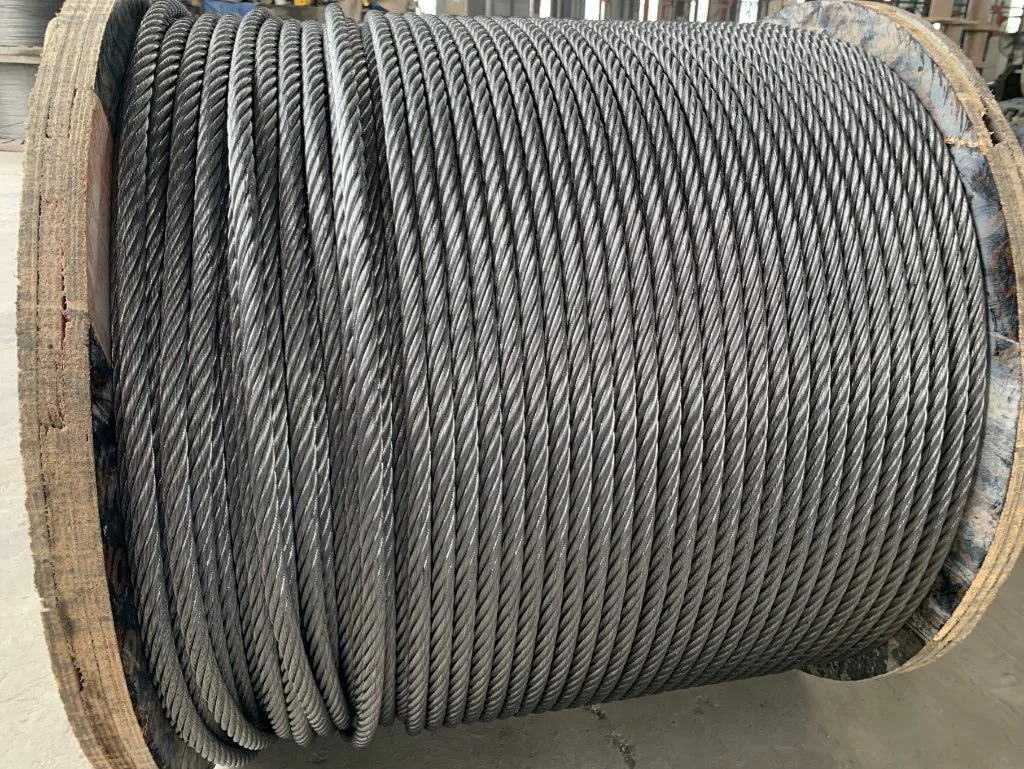 6X15+7FC Fiber Core Ungalvanized Without Oil Steel Wire Rope Cables