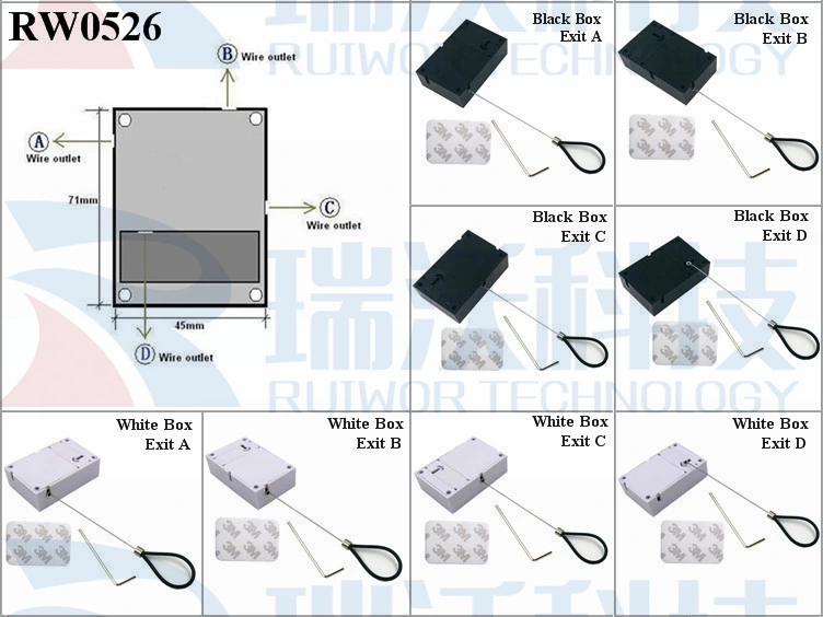 Adjustable Stainless Steel Cuboid Anti Theft Pull Box Cable Loop Coated with Silicone Hose