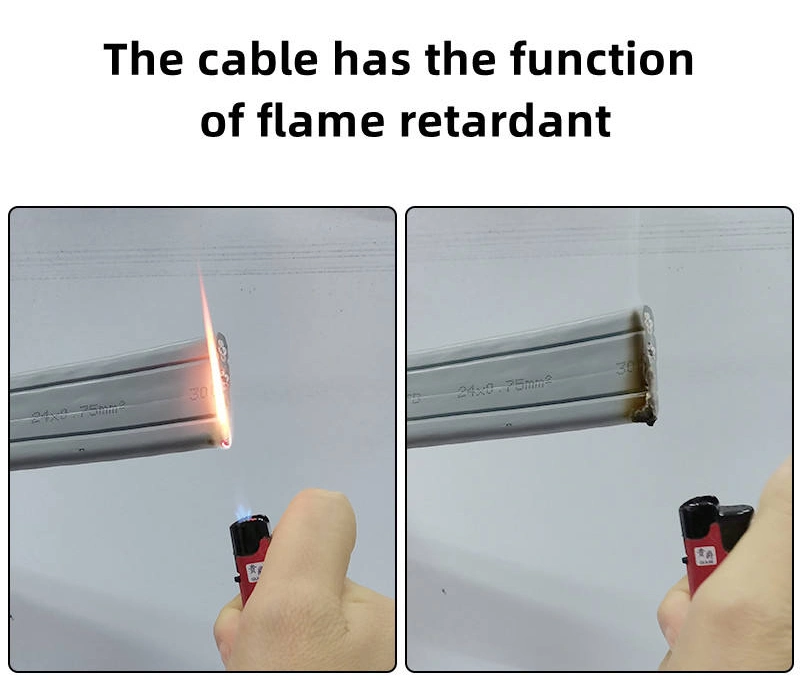 4 Core PVC Flat Cable for Overhead Crane Steel Wire 450/750V