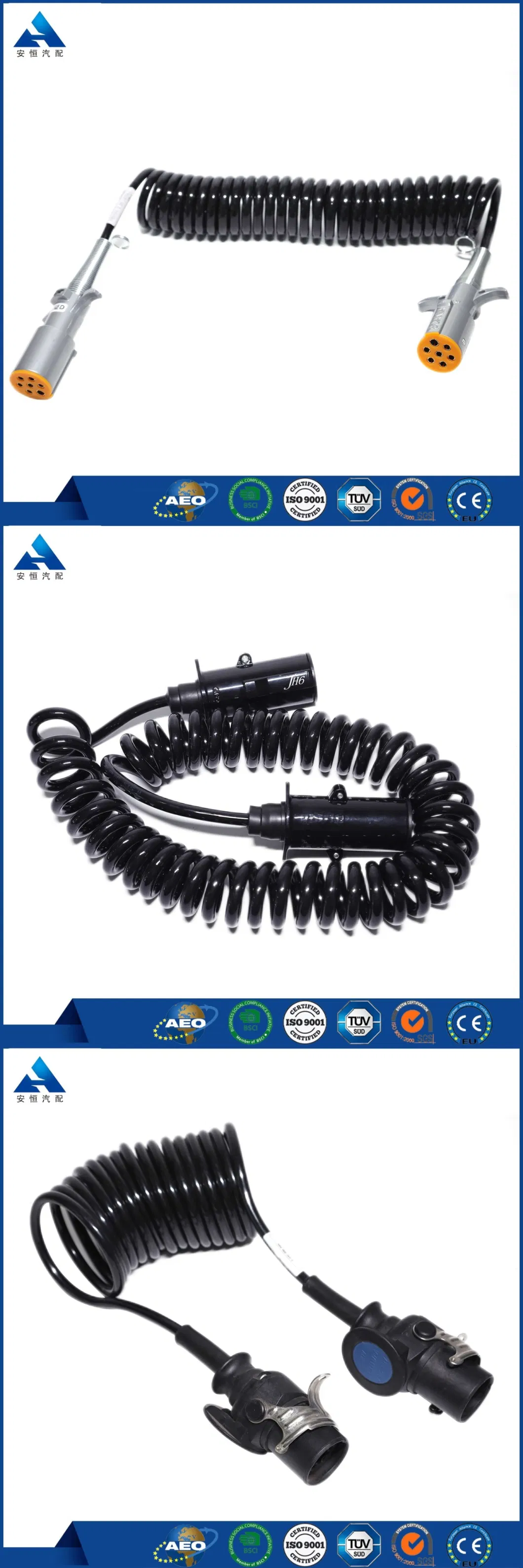 Truck Trailer Wire Electrical Seven Core Spring Suzie Coil Spiral Power Cable for Brake System