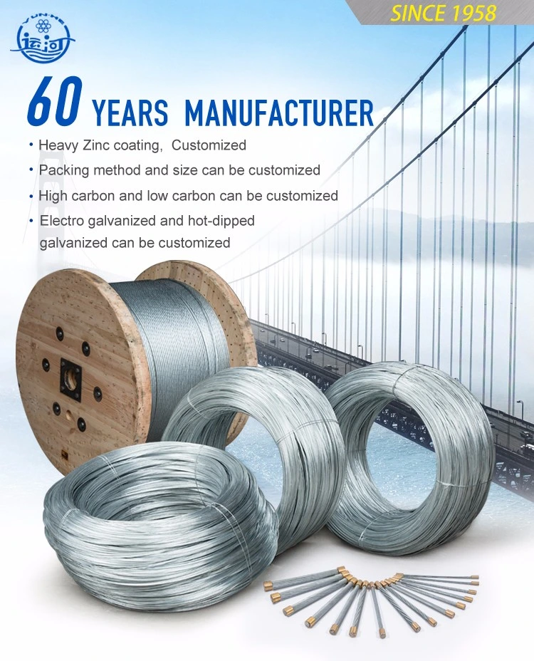 Non-Alloy Carbon Steel Elevator Wire Cable 8X19s+FC Galvanized Steel Wire Rope
