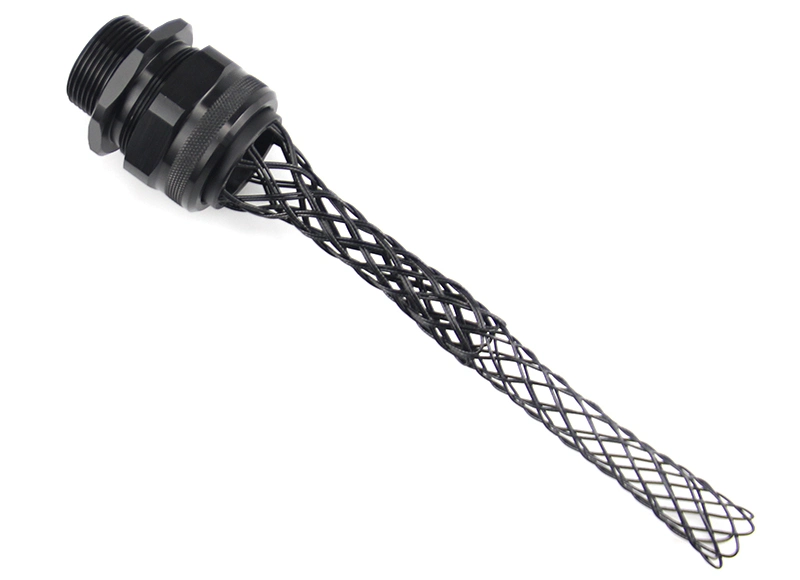 Black Color-Coded Stainless Steel Wire Mesh Cable Grips Strain-Relief Grips Strain Relief Cord Grip