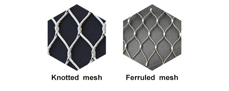 Knotted Type Black Oxide Flexible Stainless Steel Cable Rope Hand Woven Zoo Wire Mesh Bird Cage Mesh Security Fence Mesh