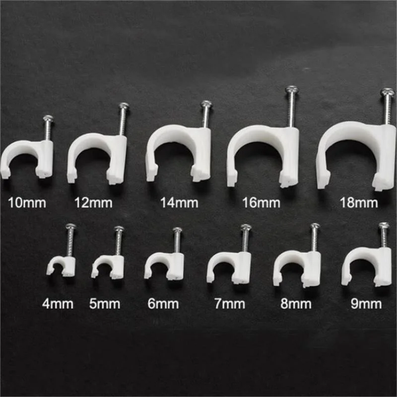 PE Circle Flat Plastic Nylon Wall Round Steel Nail Wire Cable Clips