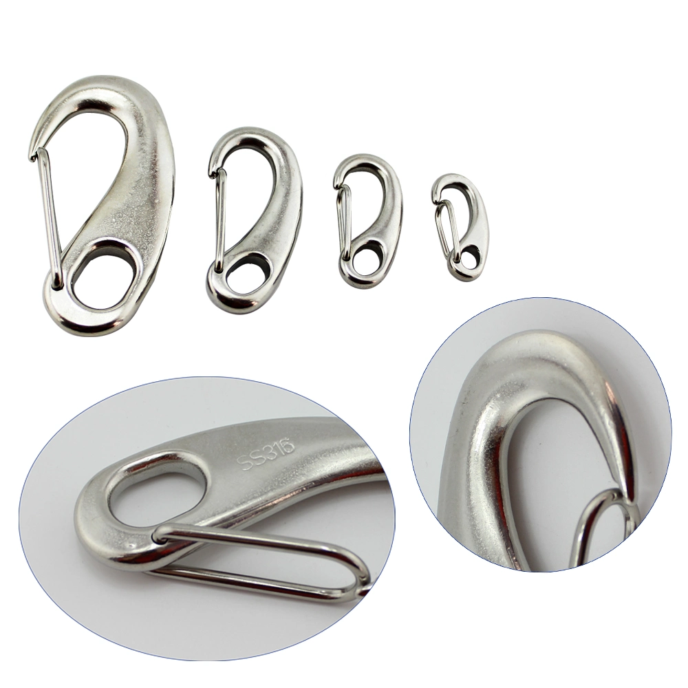 Stainless Steel 304/316 Rope Connector Egg Safety Lock Shaped Carabiner Oval Snap Hook