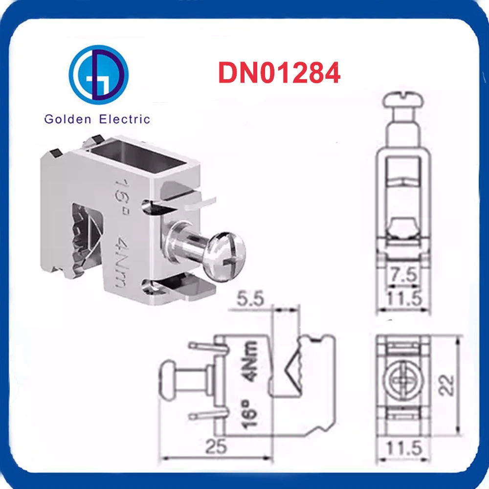 1.5-16mm2 Busbar Clamp Busbar System Cable Connection Clip Stainless Steel 65A 7.5X7.5mm Wire Clips