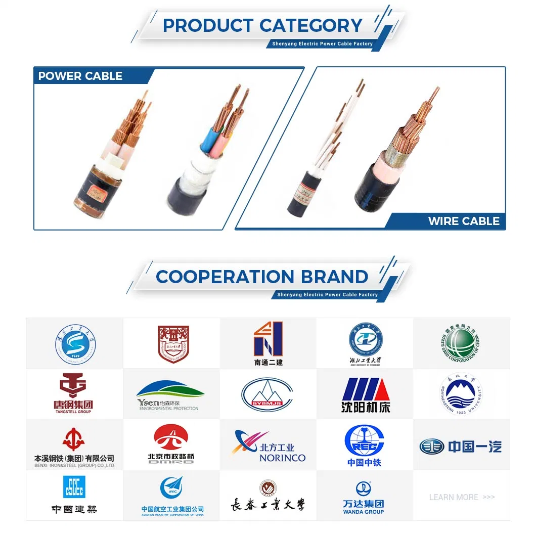Shenguan Electrical Cables XLPE Copper Bare Copper Wire Aluminum Power Cable CE Certified Steel Wire Armoured Control Cable Carbon Fiber Cable