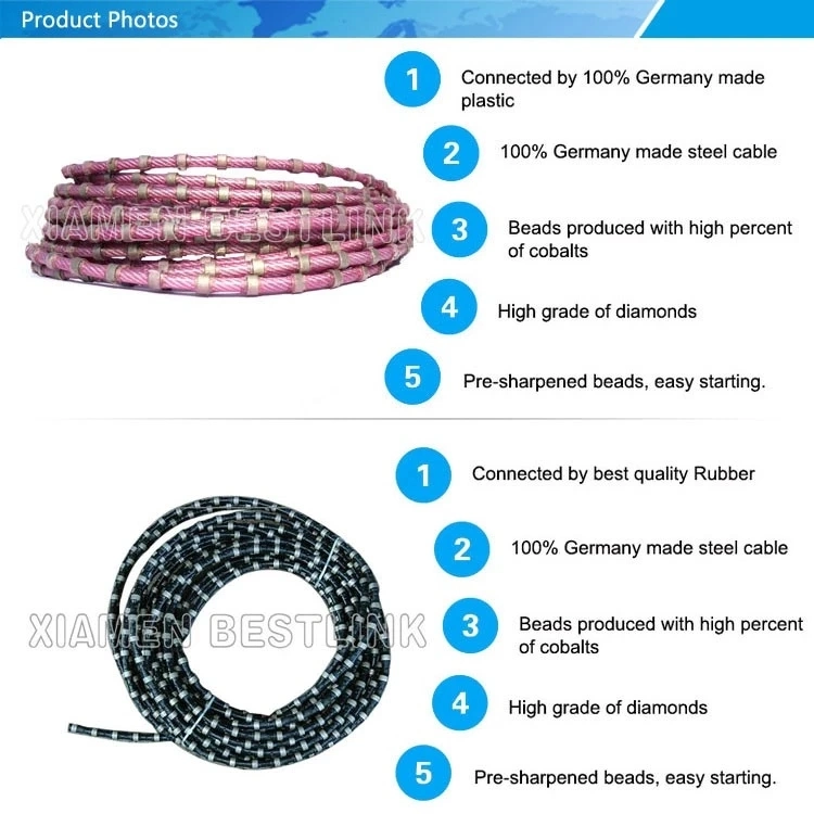 Quarrying and Profiling Diamond Wire Saw Rope for Marble Granite and Sandstone
