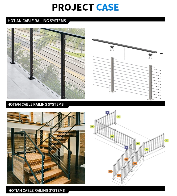 Metal Stair Railing Baluster System Rope Stainless Steel Cable Railing