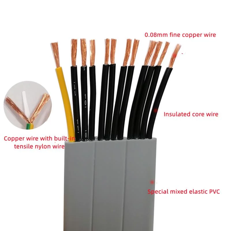 4 Core PVC Flat Cable for Overhead Crane Steel Wire 450/750V