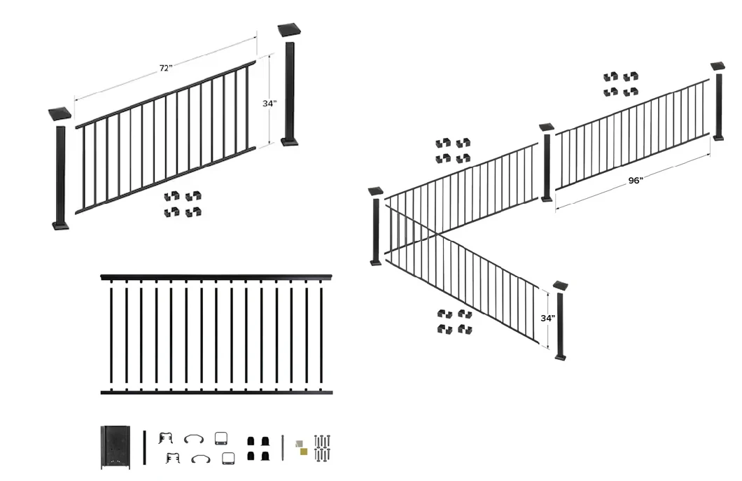 2024 Customized Design Black Colors Balcony Stainless Steel Fence Wire Rope Cable Railing Balustrade Posts System Balcony Fence