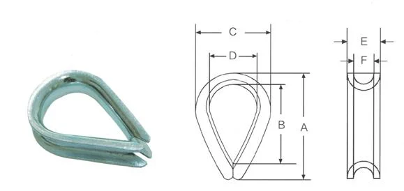 Tmb-3/16 Galvanized Steel Electrical Cable Wire Rope Thimble for Protecting