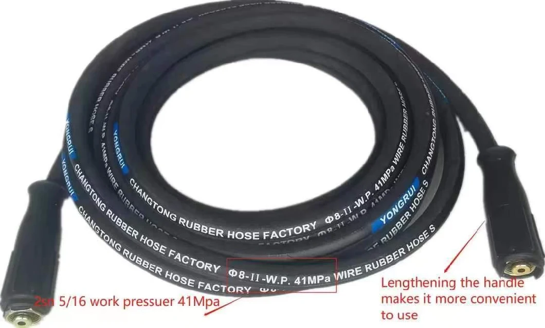 DN10 3 8 350bar 5075psi Steel Wire Braided Rubber Hose Pressure Washer Hose Assembly with M22