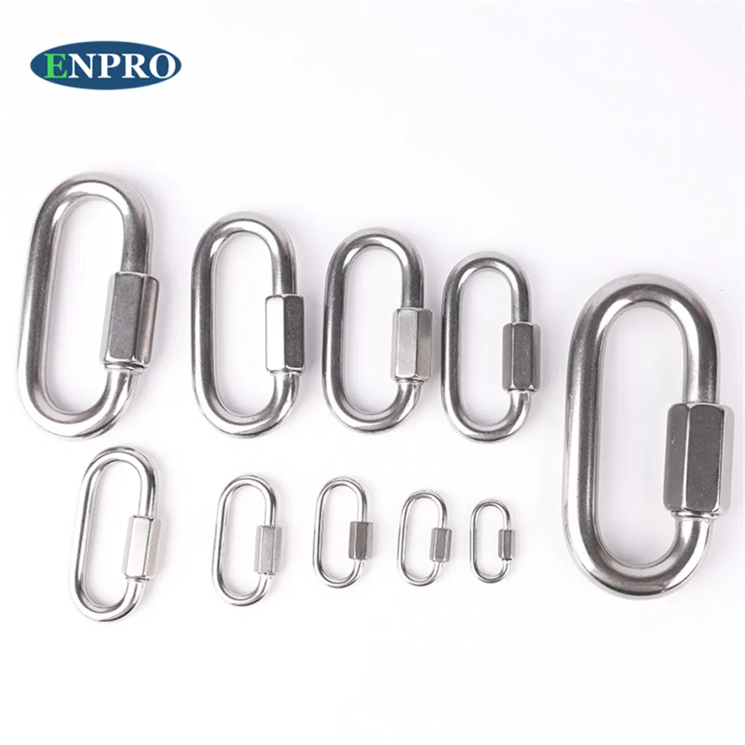 Carabiner Hook 304 Stainless Steel Oval Screwlock Quick Link Lock Ring Hook Chain Rope Connector Buckle Locked Hooks