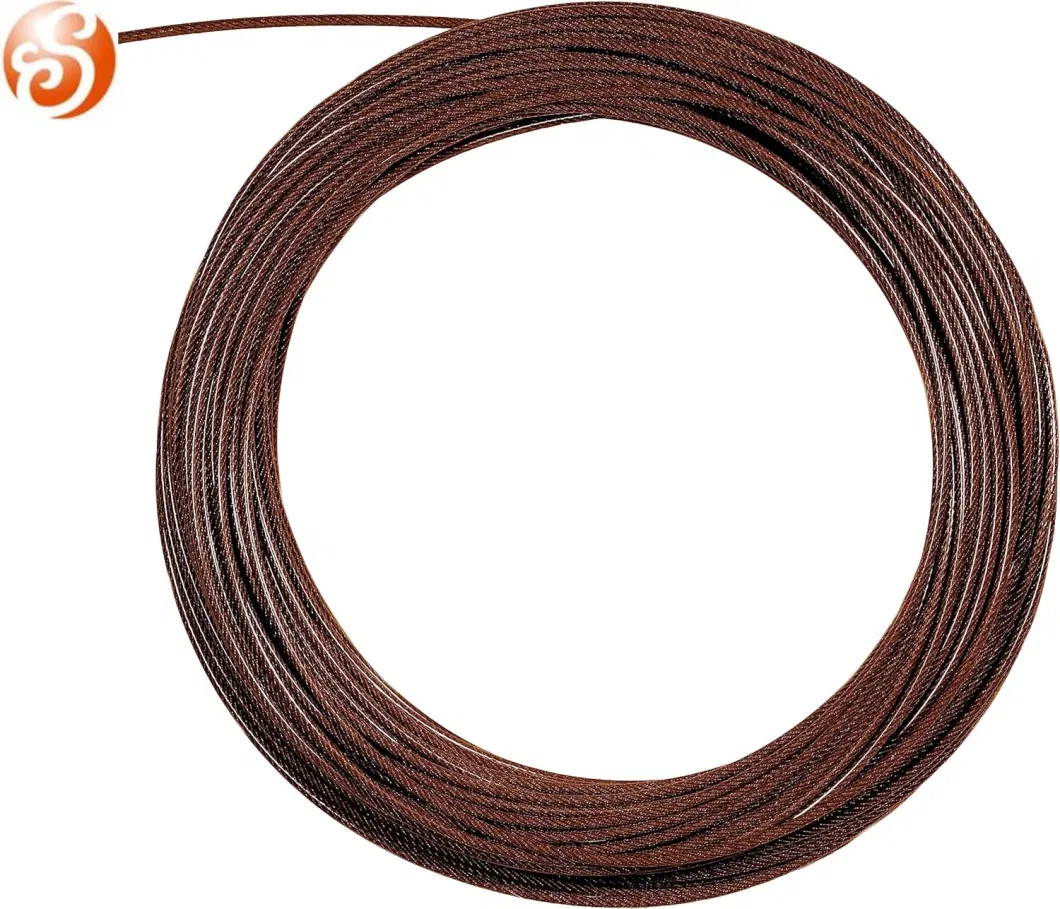 PVC Coated Brown Steel Wire Rope Electric Galvanized 6X7+FC