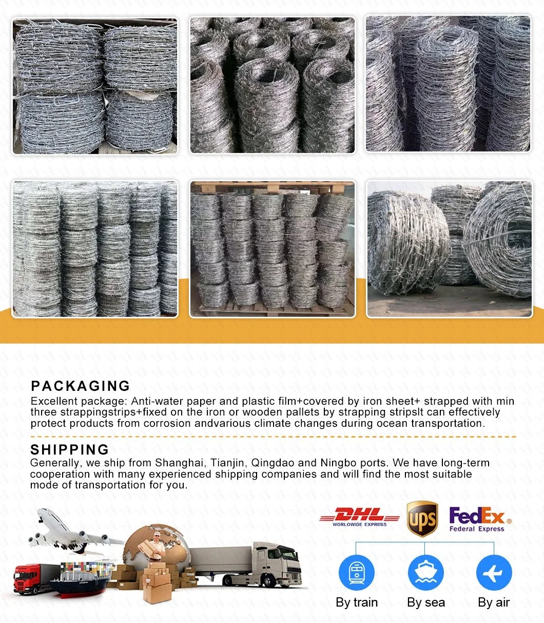 Outlet Barbed Ms Hot Dipped Electro Gi Galvanized Steel Wire with AISI 1008 1006 0.3mm ASTM 6 Gauge in Barbed Wire Electric Cable for Hanger