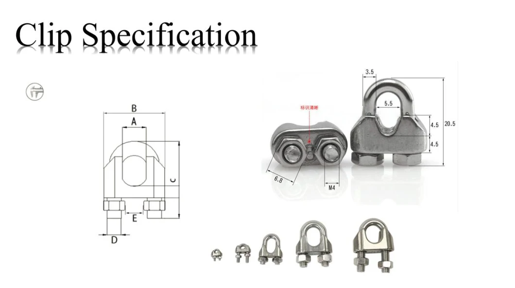 China Professional Supplier Stainless Steel Wire Rope Clips DIN741 Hardware Fittings Wire Rope U-Clamp