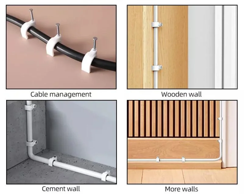 PE Circle Flat Plastic Nylon Wall Round Steel Nail Wire Cable Clips