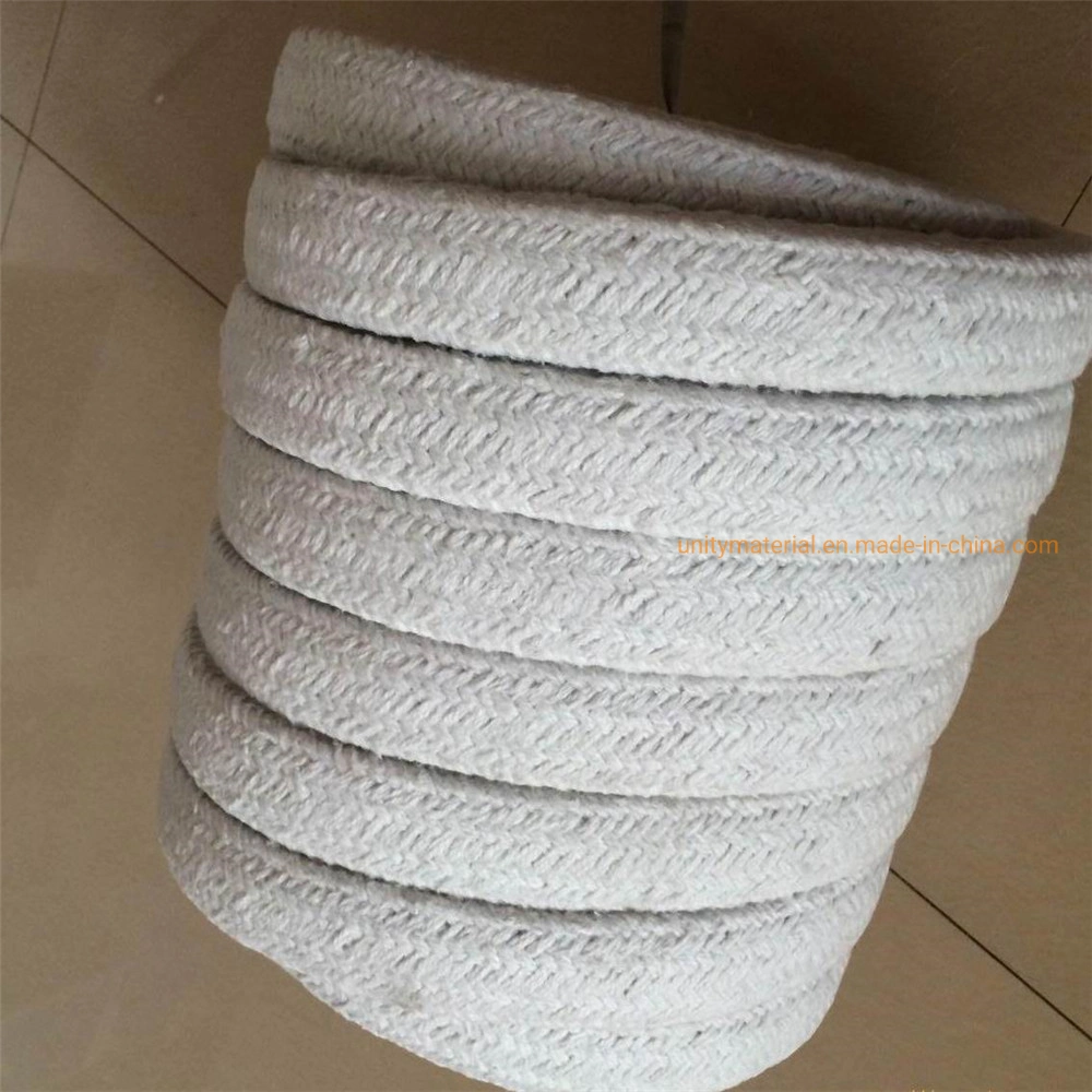 1260c Ceramic Fiber Round Braided Square Braid Twisted Woven Rope for Refractory Sealing Furnace Outdoor with Ss Steel / Fiber Glass Wire