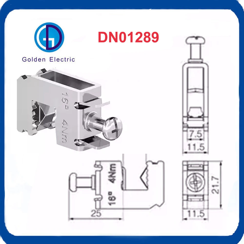 1.5-16mm2 Busbar Clamp Busbar System Cable Connection Clip Stainless Steel 65A 7.5X7.5mm Wire Clips