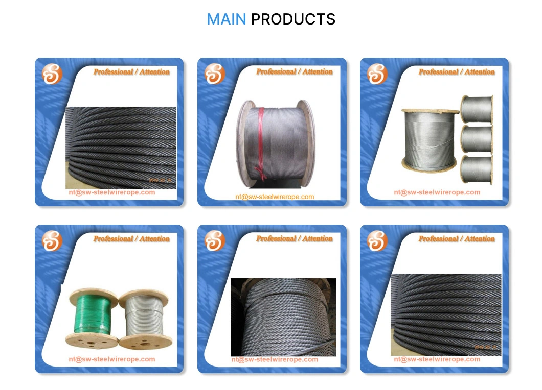 Colorful PVC Coated Galvanized Steel Wire Rope 6X19+FC