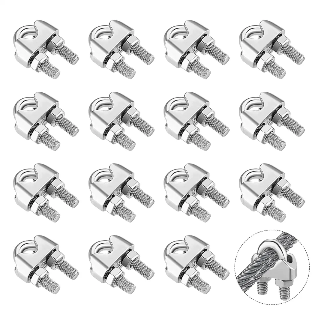 Manufacturer DIN741 Stainless Steel Wire Rope Connector U Bolt Saddle Fastener M5 Wire Rope Clamps