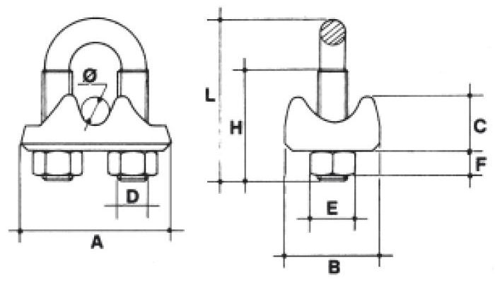 AISI316 or AISI304 Stainless Steel DIN 741 Cable End Connections Rope Wire Clip