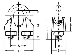 Fasten Tool DIN741 Wire Rope Clip / Malleable Steel Cable Clamp