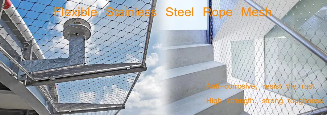 30*30mm 304L Stainless Steel Wire Rope Mesh Fence Netting for Balustrade/Stairs Safety Rope Mesh Stainless Steel Buckle Rope Net Wire Rope Woven Mesh