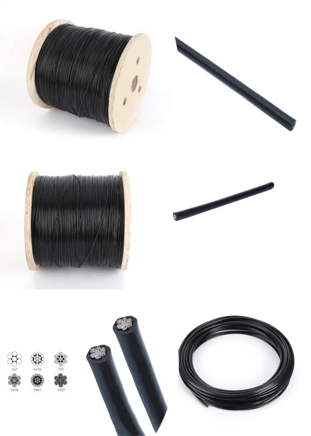 304 Stainless Steel Black Plastic-Coated Wire Rope 0.5 0.6 0.8 1.0 1.2