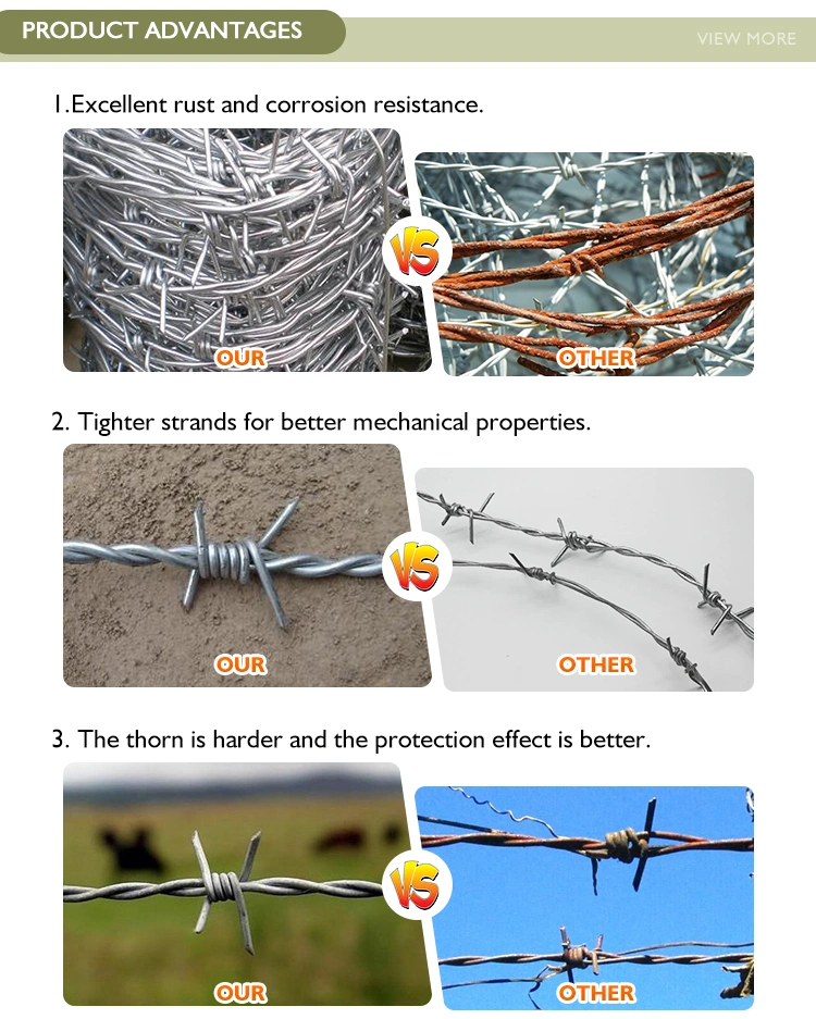 Factory Direct Sales Farm Cheap Price 1.8mm 2mm 200m 500m Protecting Mesh Prison Twist Iron PVC Coated Double Hot Dipped Galvanized Barbed Wire