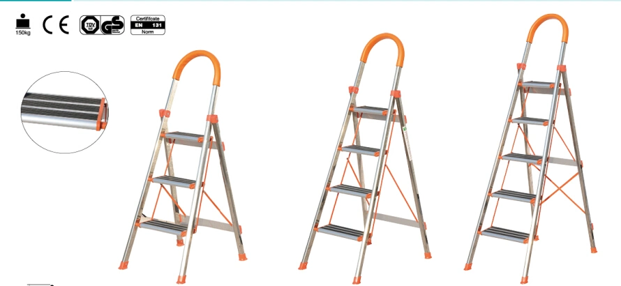 Stainless Steel 5 Step Aluminium Domestic Step Ladder with Sponge Handrail