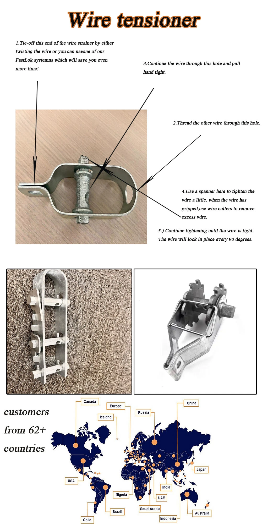 Galvanized French Type Steel Wire Strainer Electrical Cable Tensioner