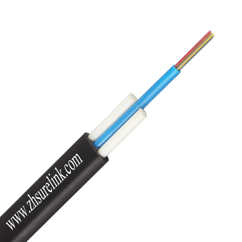 Outdoor Self Supporting 2 Core FRP FTTH Flat Drop Cable FTTH Optic Fiber Cable with Steel Wire Single Mode FTTH Cable