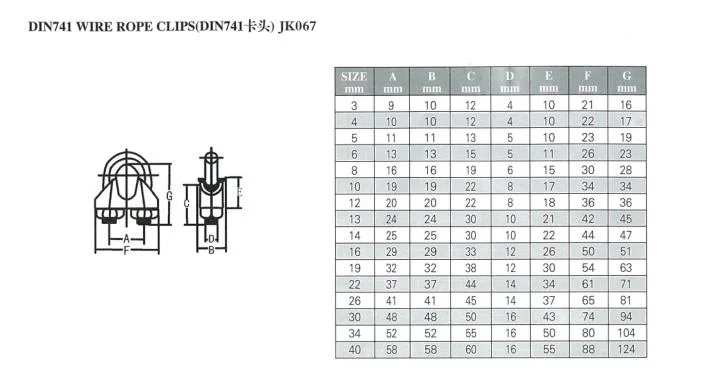 Stainless Steel 316 Clips DIN 741 Type for 8mm Wire Rope