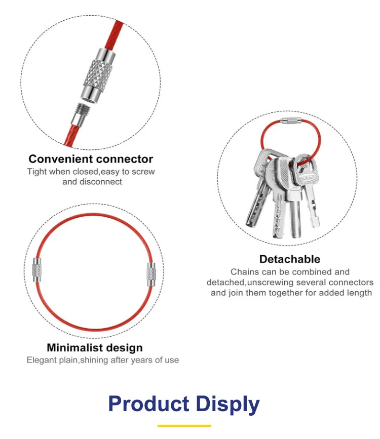 PVC Coating Stainless Steel Wire Cable Key Ring