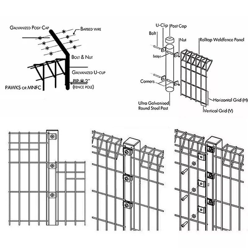 Safety Powder Coated Mesh Brc Fence Roll Top Triangle Brc Metal Fence Bending Steel Fencing Brc Roll Top Welded Wire